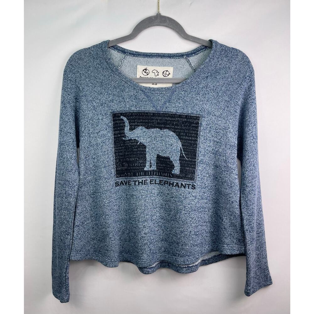 Threads 4 Thought Save the Elephants Recycled Long Sleeve Shirt Blue XS - Picture 2 of 8